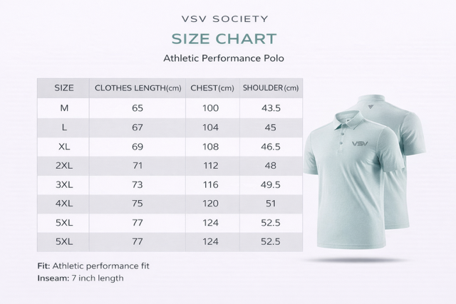Viper society polo shirts size chart